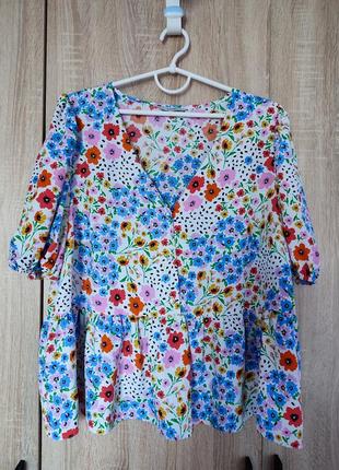 Легкая блузочка в цветочный принт блуза блузка размер 50-52-54