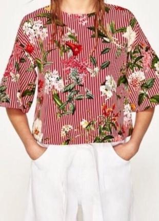 Блуза в цветочный принт, zara1 фото
