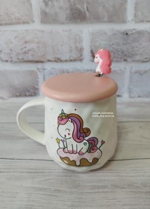 Чашка з кришкою і ложкою "baby unicorn" 400мл