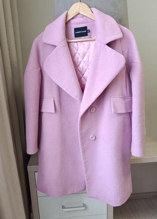 Пальто зима пальтішко пальтишко плащ плащик утеплений рожевий1 фото