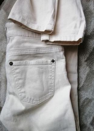 Джинсы брюки штаны катоновые бежевые молочные узкачи скинни размер 34-36 denim co3 фото