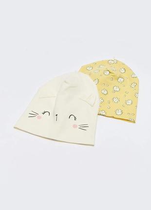 1 - 3 роки нова фірмова упаковка шапок з принтом для дівчаток 2 шт lc waikiki вайкікі