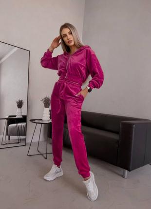 Велюровий костюм на декоративной змійці з капюшоном.💙

 матеріал: велюр. якість люкс!