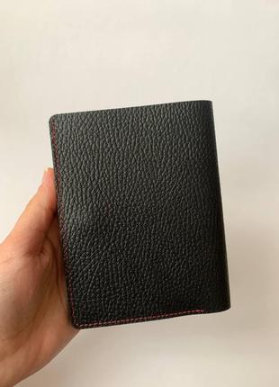 Портмоне для паспорта (фактурная черная кожа)5 фото