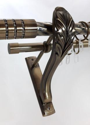 Карниз для штор orvit барамела металевий дворядний ретро кручена труба кільце металеве антик 25\19 мм 240 см