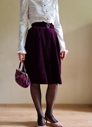 Винтажная пышная бархатная юбка в складку3 фото