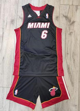 Adidas miami heat james #6 дитячий баскетбольний костюм майка + шорти