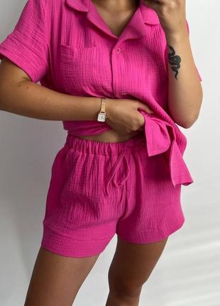 Розовая муслиновая пижама
