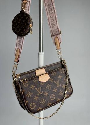 Сумка  Us polo assn multi brown/pink женская lv коричневая луи витон 3в1 кросс боди