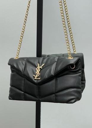 Женская сумка ив сен лоран yves saint laurent puffer small gold chain кросс боди1 фото