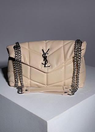 Женская сумка ив сен лоран yves saint laurent puffer small chain bag in quilted lambskin кросс боди6 фото