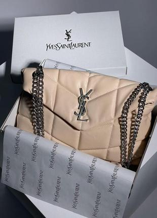 Женская сумка ив сен лоран yves saint laurent puffer small chain bag in quilted lambskin кросс боди