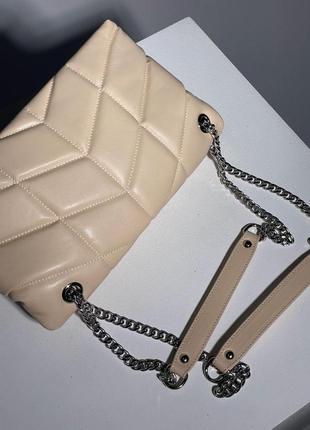 Женская сумка ив сен лоран yves saint laurent puffer small chain bag in quilted lambskin кросс боди5 фото