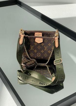 Сумка женская louis vuitton pochete multi green lv луи витон на плече , клатч крос боді