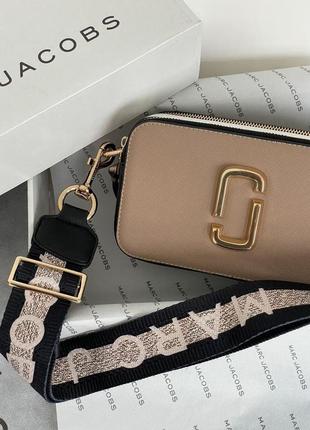 Женская сумка через плечо marc jacobs the snapshot beige/white марк джейкобс кросс - боди6 фото