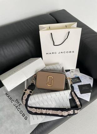 Женская сумка через плечо marc jacobs the snapshot beige/white марк джейкобс кросс - боди2 фото