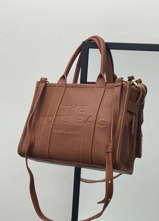 Женская сумка marc jacobs medium tote bag brown leather марк джейкобс шопер3 фото