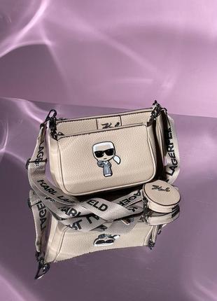 Сумка бежевая женская karl lagerfeld pochette beige клатч женский карл лагерфельд 3 в 1
