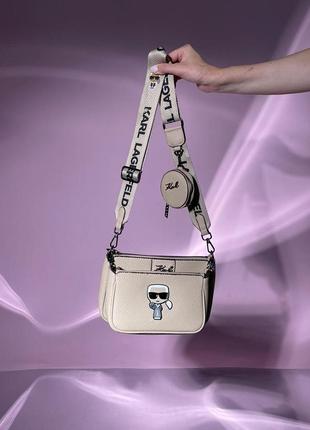 Сумка бежевая женская karl lagerfeld pochette beige клатч женский карл лагерфельд 3 в 1