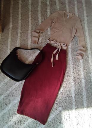 Трикотажна бордова спідниця, юбка sinsay,р.м