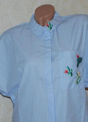 Блуза с элементами вышивки бренда only /100% хлопок/свободный крой/6 фото