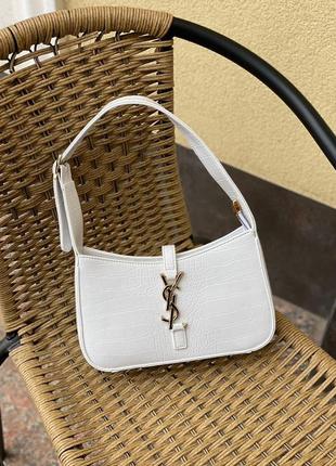 Женская сумка ив сен лоран yves saint laurent hobo white croco кросс боди