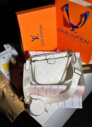 Сумка женская louis vuitton pochete multi white leather lv луи витон через плече, клатч9 фото