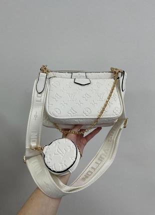 Сумка женская louis vuitton pochete multi white leather lv луи витон через плече, клатч8 фото