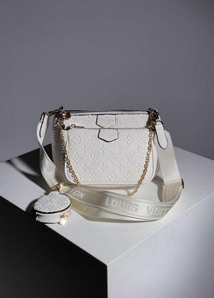 Сумка женская louis vuitton pochete multi white leather lv луи витон через плече, клатч2 фото