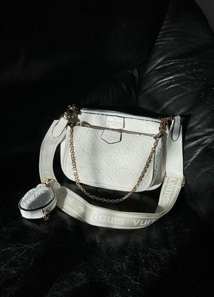 Сумка женская louis vuitton pochete multi white leather lv луи витон через плече, клатч5 фото