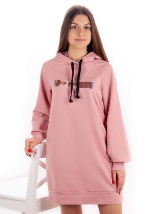 Стильное платье-худи двухниточный футер