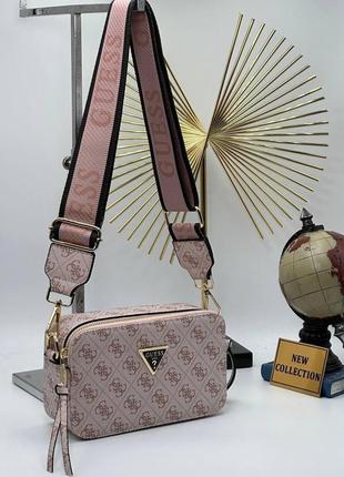 Жіноча сумочка через плече guess the snapshot bag light pink гесс жіночий крос - боді клатч