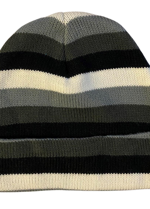 Трендовая шапка в полоску jago бело-черно-серая3 фото