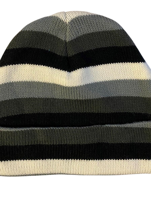 Трендовая шапка в полоску jago бело-черно-серая4 фото