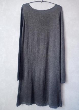 Трикотажное вязаное платье прямого кроя серого цвета 48-50-52 размера5 фото