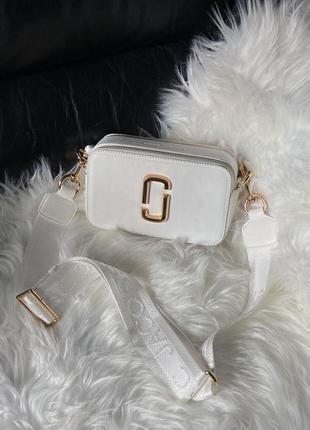 Женская сумка через плечо marc jacobs the snapshot white/gold марк джейкобс кросс - боди4 фото