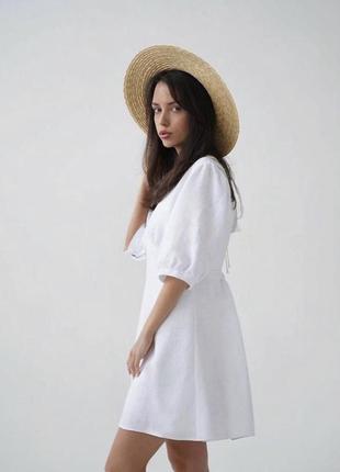 Нежное льняное платье в длине мини2 фото