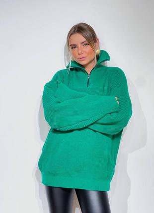 Женские объемные теплые свитера с молнией 🔵6 фото