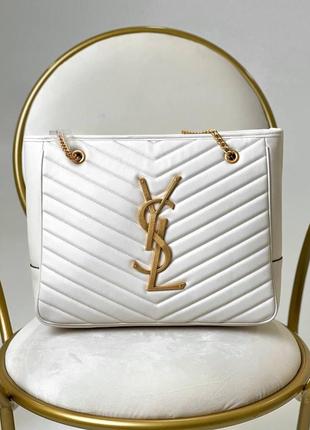 Жіноча сумка ів сен лоран yves saint laurent big white bag шопер