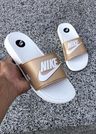 🌴літні жіночі🌴nike white gold sandals білі золото сланці-шльопанці-шльопанці, жіночі літні