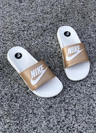 🌴літні жіночі🌴nike white gold sandals білі золото сланці-шльопанці-шльопанці, жіночі літні2 фото