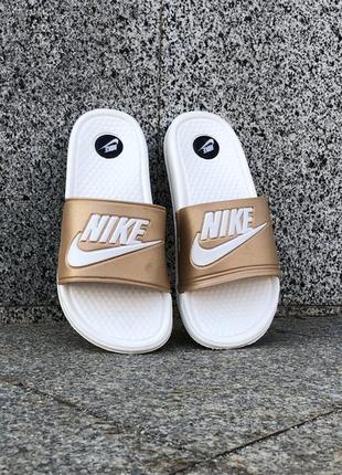 🌴літні жіночі🌴nike white gold sandals білі золото сланці-шльопанці-шльопанці, жіночі літні3 фото