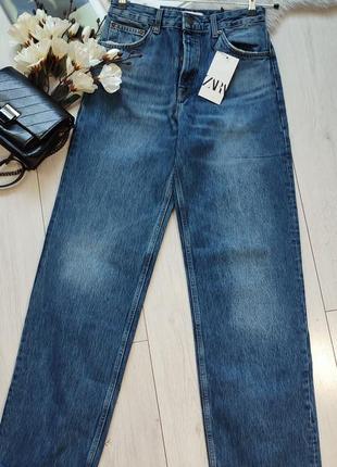 Прямые джинсы с высокой посадкой от zara woman, 34р, оригинал8 фото
