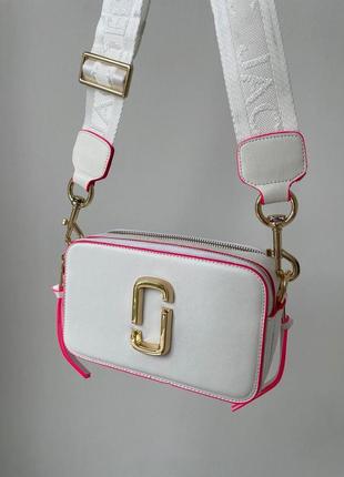 Женская сумка через плечо marc jacobs the snapshot white/pink марк джейкобс кросс - боди7 фото