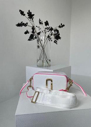 Женская сумка через плечо marc jacobs the snapshot white/pink марк джейкобс кросс - боди2 фото