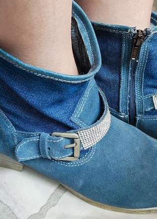 Ботинки женские дэми,джинс, натуральная замша, размер 386 фото