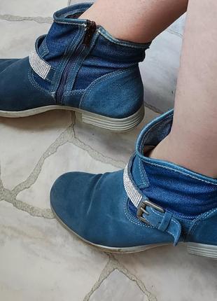 Ботинки женские дэми,джинс, натуральная замша, размер 385 фото