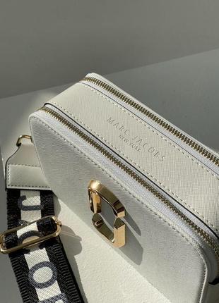 Женская сумка через плечо marc jacobs the snapshot white/gold марк джейкобс кросс - боди8 фото