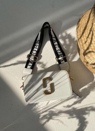 Женская сумка через плечо marc jacobs the snapshot white/gold марк джейкобс кросс - боди7 фото