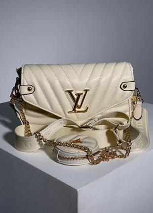 Сумка женская louis vuitton wave cream/gold lv луи витон через плече, клатч3 фото